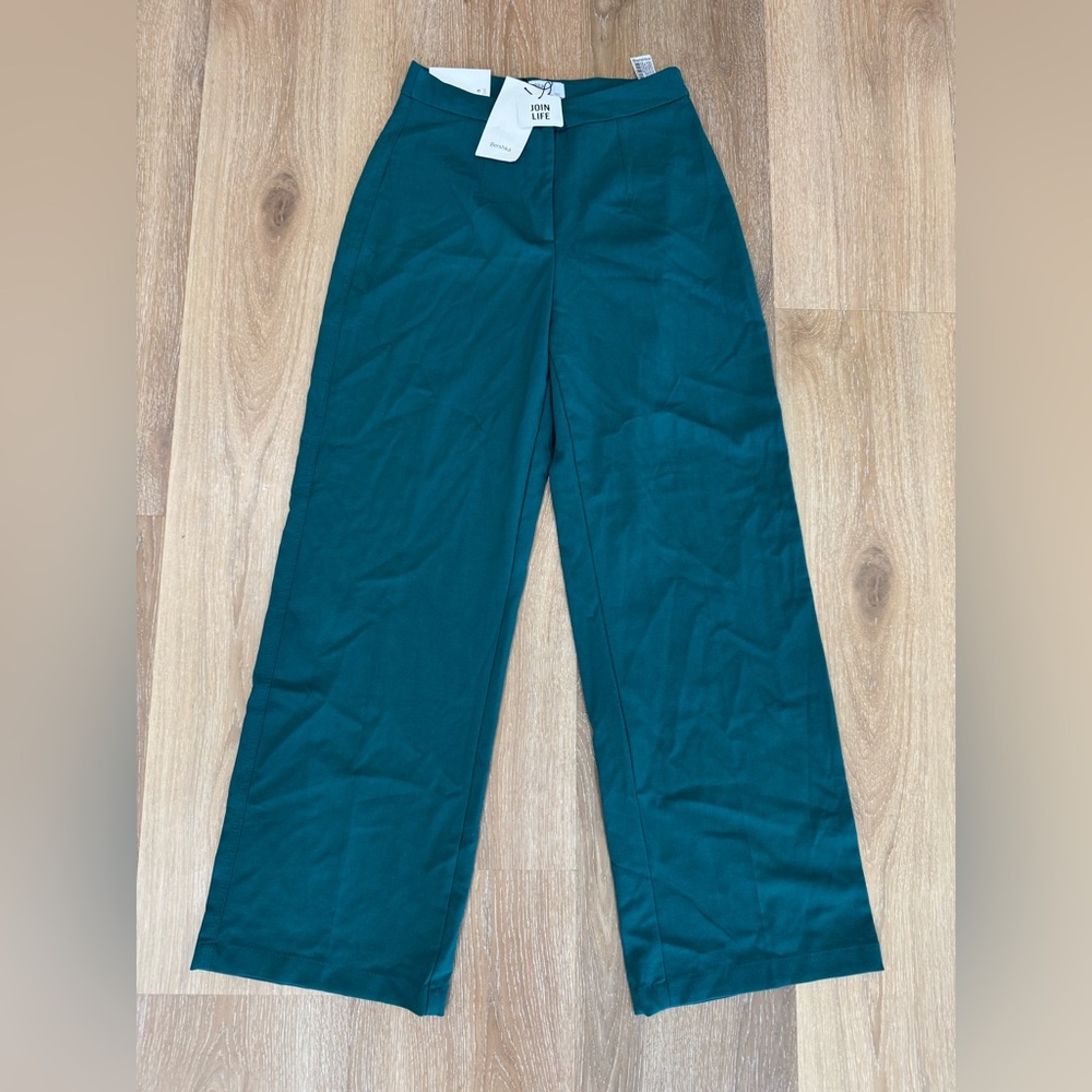 Green Wide-Leg Pants Bershka size 6